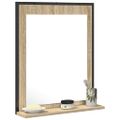 vidaXL Kúpeľňové zrkadlo s poličkou Nástenný Čierna 50 x 12 x 60 cm