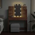 vidaXL Toaletný stolík s LED svetlami dub artisan 96x40x142 cm