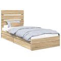 vidaXL Úložná posteľ Sonoma dub 100 x 200 cm Kompozitné drevo