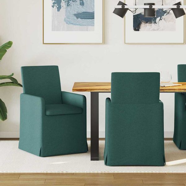 vidaXL Jedálenské stoličky 2 pcs Tmavozelená 57 x 67 x 95 cm látka