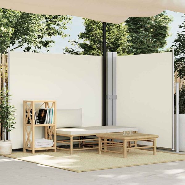 vidaXL Zaťahovacia bočná markíza krémová 180x600 cm