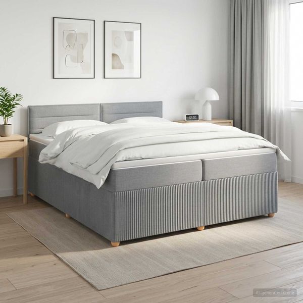 vidaXL Posteľ boxspring s matracom Svetlosivá 200 x 200 cm Látka