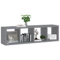 vidaXL Nástenná polica v tvare kocky, sivá 37x29,5x134,5 cm, MDF