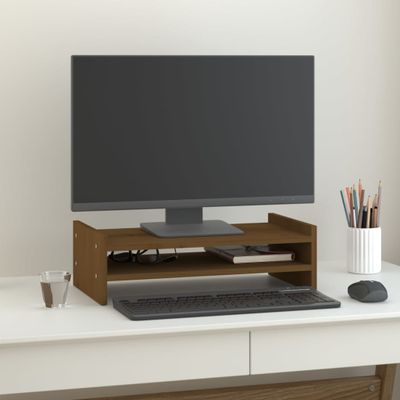 vidaXL Stojan na monitor medovo-hnedý 50x27x15 cm masívna borovica