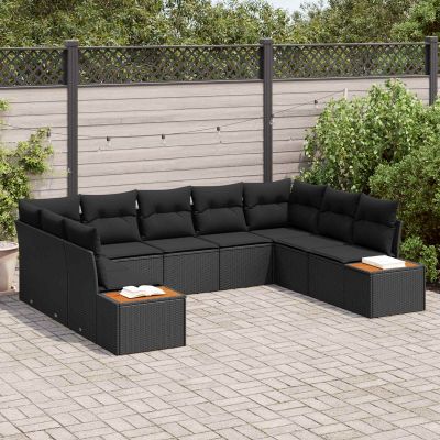 vidaXL Súprava záhradných pohoviek s vankúšom 5 pcs Čierna Polyratan