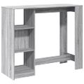 vidaXL Barový stôl s policami sivý sonoma 124x46x103,5cm kompoz. drevo