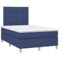 vidaXL Posteľ boxsping s matracom a LED modrá 120x200 cm látka