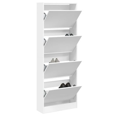vidaXL Botník biely 60x21x163,5 cm kompozitné drevo