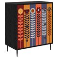 vidaXL Příborník ESSEN Potlač slnečníc 66 x 36,5 x 76 cm Čierny dub