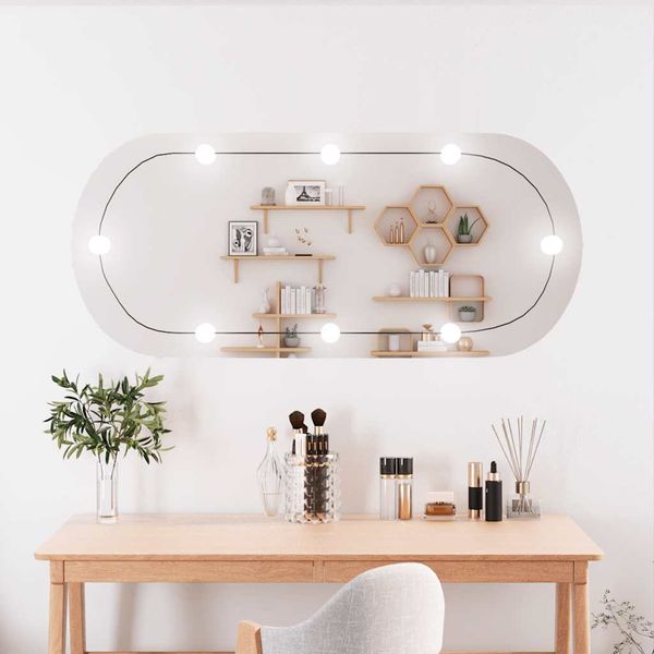 vidaXL Nástenné zrkadlo s LED svetlami 45x100 cm sklo oválne