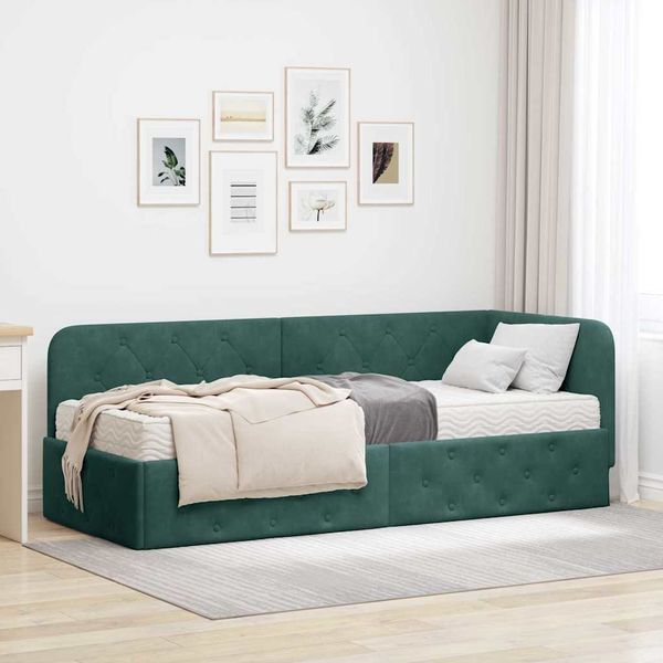 vidaXL Rohový rám postele Tmavozelená 80 x 200 cm Zamat