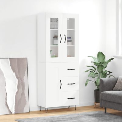 vidaXL Vysoká skrinka biela 69,5x34x180 cm spracované drevo