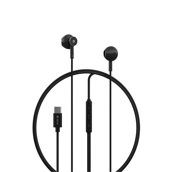 Devia káblové slúchadlá Smart M2 Digital Metal USB-C čierna