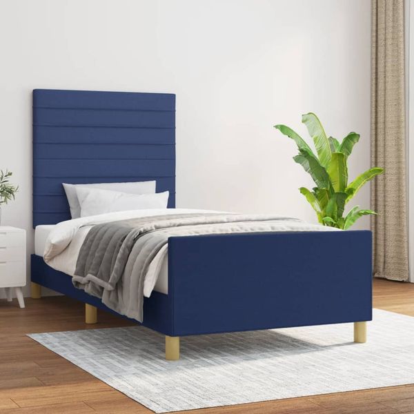 vidaXL Rám postele bez matraca Modrá 100x200 cm Látka