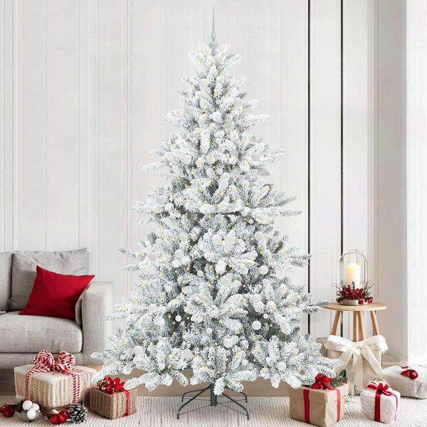 vidaXL Umelý Sklápací Vianočný Stromček Biela 240 cm PVC a oceľ