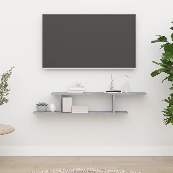 vidaXL Nástenná TV polica, betónovo sivá 125x18x23cm, kompozitné drevo