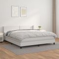 vidaXL Boxspring posteľ s matracom biela 180x200 cm umelá koža