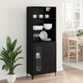 vidaXL Highboard Čierny dub 69,5 x 34 x 180 cm Kompozitné drevo