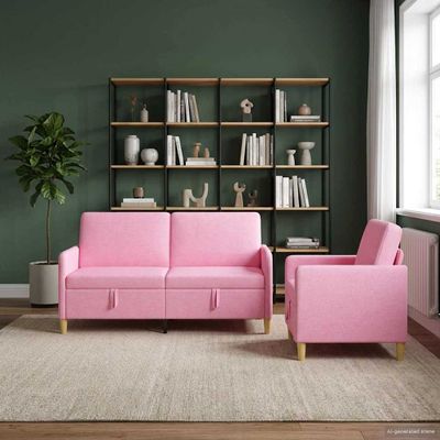 vidaXL Súprava pohovky s úložným priestorom 2 ks Ružová Polyester