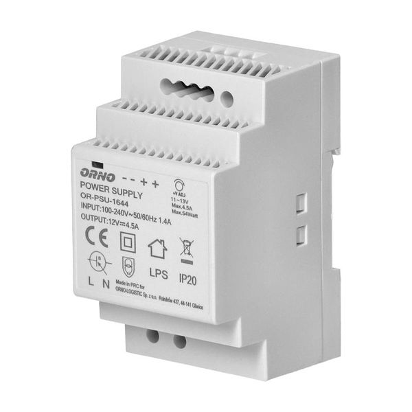 ORNO OR-PSU-1644 Zdroj spínaný 12V DC 4,5A, 54W na DIN lištu