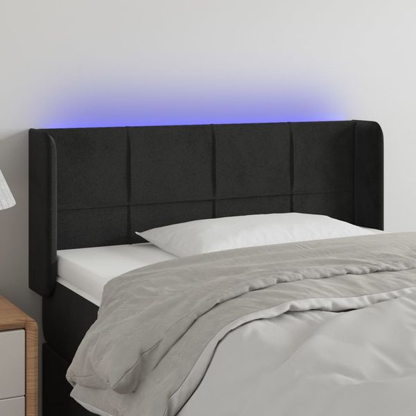 vidaXL Čelo postele s LED čierne 103x16x78/88 cm zamat