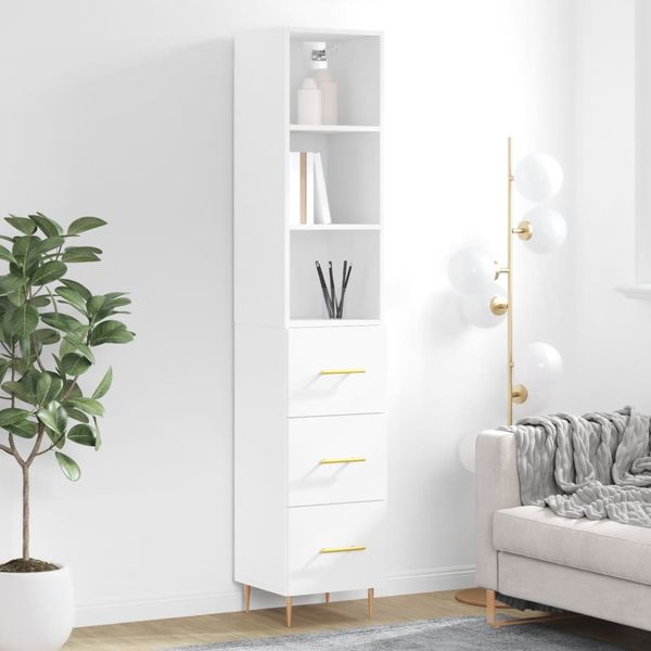 vidaXL Vysoká skrinka biela 34,5x34x180 cm spracované drevo