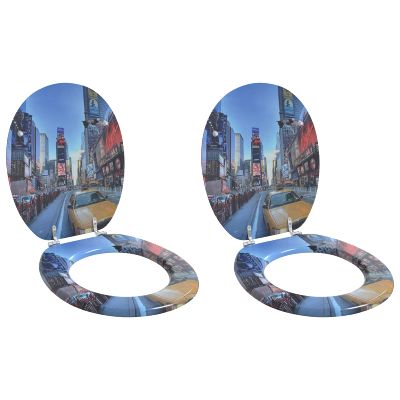 vidaXL Sedenie na toaletu s tichým zatváraním 2 pcs Biely 44 x 38 cm