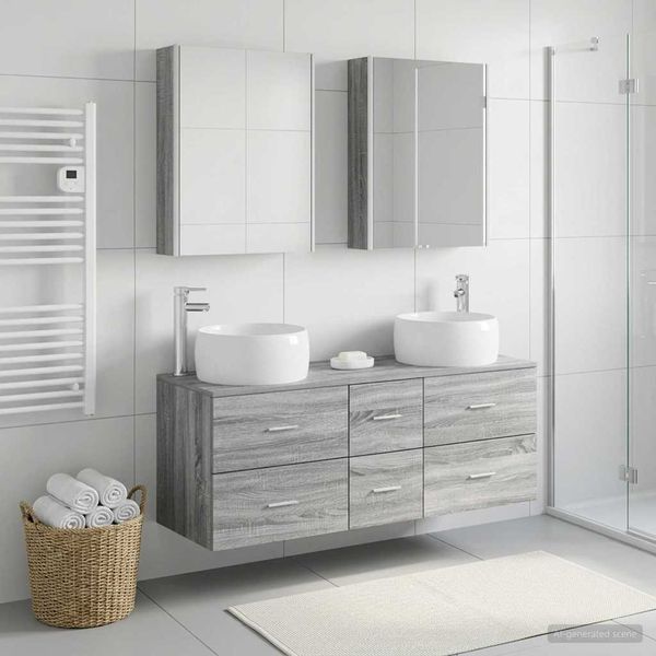 vidaXL Sada kúpeľňového nábytku 5 pcs Sivý Sonoma