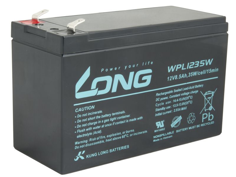 LONG batéria 12V 8,5 Ah F2 HighRate LongLife 9 rokov (WPL1235W)