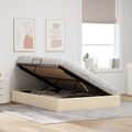vidaXL Otomanový posteľný rám s úložiskom Krémová 140 x 190 cm látka