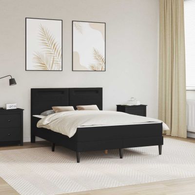 vidaXL Rám postele s LED pásikmi Čierna 140 x 190 cm Umelá koža