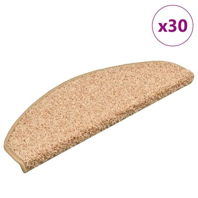 vidaXL Schodové rohože 30 ks 65x21x4 cm zlaté polkruhové veľké