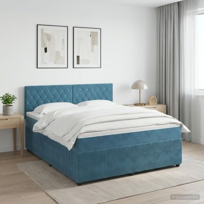 vidaXL Posteľ boxspring s matracom Tmavomodrá 140 x 190 cm Zamat