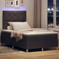 vidaXL LED box s pružinami Tmavohnedá 120 x 200 cm látka