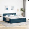 vidaXL Osmanská posteľ s matracom Tmavomodrá 180x200cm Zamat