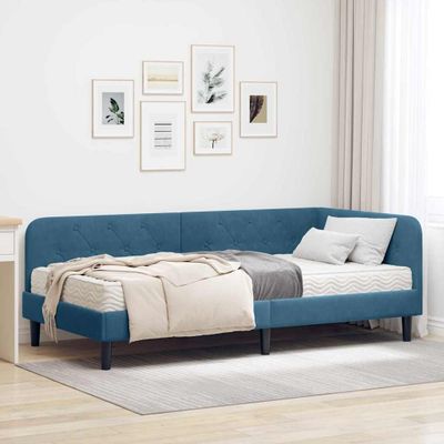 vidaXL Rohový rám postele Modrá 100 x 200 cm Zamat