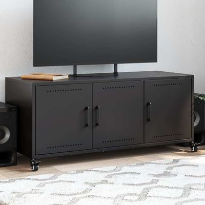 vidaXL TV skrinka čierna 100,5x39x43,5 cm oceľ