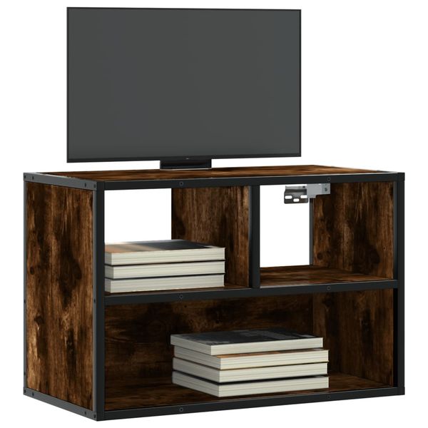 vidaXL TV skrinka dymový dub 60x31x39,5 cm kompozitné drevo a kov