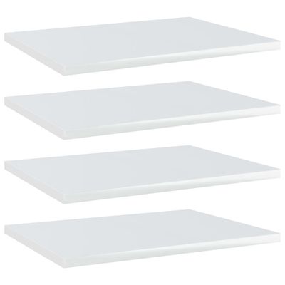 vidaXL Prídavné police 4ks, lesklé biele 40x30x1,5cm, kompozitné drevo
