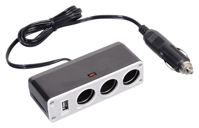 Roztrojka Compass 07416 12/24V + USB 1000mA do autozapalovača