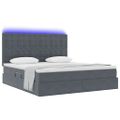 vidaXL LED úložná posteľ s matracom Tmavosivá 180 x 200 cm Zamat