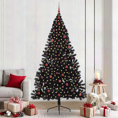 vidaXL Umelý predsvietený vianočný stromček Čierna 240 cm PVC