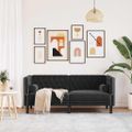 vidaXL Pohovka Čierna 174 x 74,5 x 70,5 cm Zamat