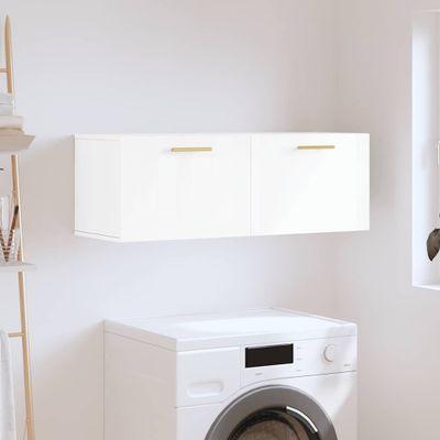 vidaXL Nástenná skrinka lesklá biela 100x36,5x35 cm kompozitné drevo