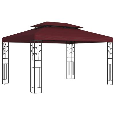 vidaXL Altánok 3,97 x 2,96 x 2,68 m Víno červené Polyester a oceľ