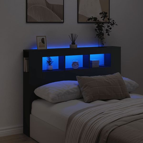 vidaXL Čelo s LED čierne 140x18,5x103,5 cm kompozitné drevo