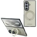 Guess HC Magnetic Ring Stand Grained PU Classic Logo puzdro pre Samsung Galaxy Z Fold 8 Ultra béžové