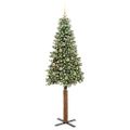 vidaXL Úzky vianočný stromček s 300 LED-i so stojanom Zelená 210 cm