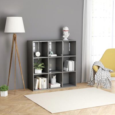 vidaXL Knižnica, lesklá sivá 98x29x97,5 cm, spracované drevo
