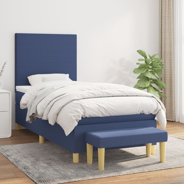 vidaXL Boxspring posteľ s matracom modrá 100x200 cm látka